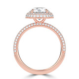Round Lab Created Diamond 4-Prong 3-Row Pave Dome Halo Engagement Ring in Rose Gold (MVSLG1529-R)