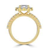 Radiant Lab Created Diamond 4-Prong Floral Halo Engagement Ring in Yellow Gold (MVSLG1530-Y)
