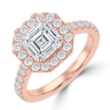 Asscher Lab Created Diamond 4-Prong Cathedral Halo Engagement Ring in Rose Gold (MVSLG1534-R)