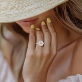 Asscher Lab Created Diamond 4-Prong Cathedral Halo Engagement Ring in Rose Gold (MVSLG1534-R)