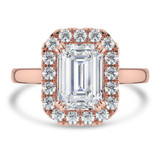 Emerald Lab Created Diamond 4-Prong Cathedral Halo Engagement Ring in Rose Gold (MVSLG1535-R)