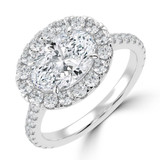 Oval Lab Created Diamond 4-Prong Cathedral East-West Horizontally Set Halo Engagement Ring in White Gold (MVSLG1536-W)
