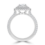 Oval Lab Created Diamond 4-Prong Cathedral 3-Row Pave Double Halo Engagement Ring in White Gold (MVSLG1538-W)