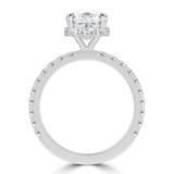 Cushion Lab Created Diamond 4-Prong Solitaire with Accents Engagement Ring in White Gold with Hidden Halo (MVSLG1540-W)