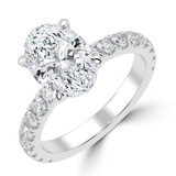 Oval Lab Created Diamond 4-Prong Solitaire with Accents Engagement Ring in White Gold (MVSLG1541-W)