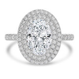 Oval Lab Created Diamond 4-Prong Double Halo Engagement Ring in White Gold with Hidden Accents (MVSLG1542-W)