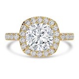Cushion Lab Created Diamond 4-Prong Halo Engagement Ring in Yellow Gold with Hidden Accents (MVSLG1543-Y)