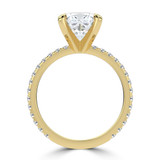 Cushion Lab Created Diamond 4-Prong Solitaire with Accents Engagement Ring in Yellow Gold (MVSLG1545-Y)