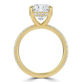 Cushion Lab Created Diamond 4-Prong Solitaire with Accents Engagement Ring in Yellow Gold with Hidden Accents (MVSLG1547-Y)
