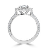 Oval Lab Created Diamond 4-Prong 3-Row Pave Cathedral Halo Engagement Ring in White Gold with Hidden Accents (MVSLG1549-W)