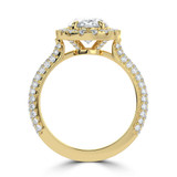 Oval Lab Created Diamond 4-Prong 3-Row Pave Cathedral Halo Engagement Ring in Yellow Gold with Hidden Accents (MVSLG1549-Y)