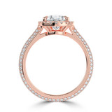 Pear Lab Created Diamond 4-Prong 3-Row Pave Cathedral Halo Engagement Ring in Rose Gold (MVSLG1551-R)