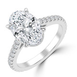 Oval Lab Created Diamond 4-Prong Catheral Solitaire with Accents Engagement Ring in White Gold with Hidden Halo and Accents (MVSLG1553-W)