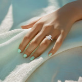 Oval Lab Created Diamond 4-Prong Catheral Solitaire with Accents Engagement Ring in White Gold with Hidden Halo and Accents (MVSLG1553-W)