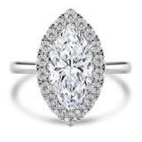 Marquise Lab Created Diamond 4-Prong Open Bridge Halo Engagement Ring in White Gold (MVSLG1554-W)