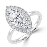 Marquise Lab Created Diamond 4-Prong Open Bridge Halo Engagement Ring in White Gold (MVSLG1554-W)