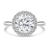 Round Lab Created Diamond 4-Prong Open Bridge Halo Engagement Ring in White Gold (MVSLG1555-W)