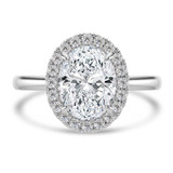 Oval Lab Created Diamond 4-Prong Open Bridge Halo Engagement Ring in White Gold (MVSLG1557-W)