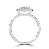 Oval Lab Created Diamond 4-Prong Open Bridge Halo Engagement Ring in White Gold (MVSLG1557-W)