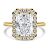 Radiant Lab Created Diamond 4-Prong Open Bridge Halo Engagement Ring in Yellow Gold (MVSLG1559-Y)