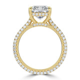 Radiant Lab Created Diamond 4-Prong 3-Row Pave Cathedral Solitaire with Accents Engagement Ring in Yellow Gold with Hidden Halo and Accented Bridge (MVSLG1560-Y)