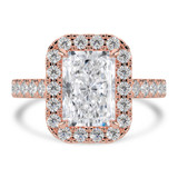 Radiant Lab Created Diamond 4-Prong Cathedral Halo Engagement Ring in Rose Gold (MVSLG1561-R)