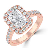 Radiant Lab Created Diamond 4-Prong Cathedral Halo Engagement Ring in Rose Gold (MVSLG1561-R)