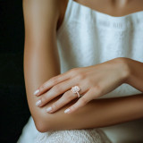 Radiant Lab Created Diamond 4-Prong Cathedral Halo Engagement Ring in Rose Gold (MVSLG1561-R)