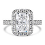 Radiant Lab Created Diamond 4-Prong Cathedral Halo Engagement Ring in White Gold (MVSLG1561-W)