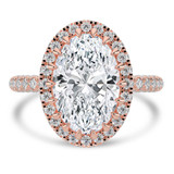 Oval Lab Created Diamond Prong Set 3-Row Pave Rollover Halo Engagement Ring in Rose Gold with Hidden Accents (MVSLG1562-R)