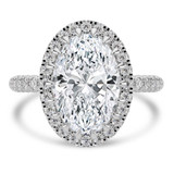 Oval Lab Created Diamond Prong Set 3-Row Pave Rollover Halo Engagement Ring in White Gold with Hidden Accents (MVSLG1562-W)