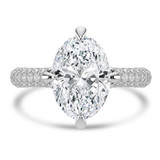 Oval Lab Created Diamond 4-Prong Compass Set 3-Row Pave Cathedral  Solitaire with Accents Engagement Ring in White Gold with Hidden Halo and Accents (MVSLG1564-W)