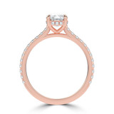 Cushion Lab Created Diamond 4-Prong Cathedral Solitaire with Accents Engagement Ring in Rose Gold with Hidden Halo (MVSLG1565-R)