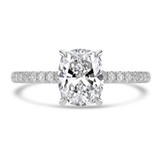 Cushion Lab Created Diamond 4-Prong Cathedral Solitaire with Accents Engagement Ring in White Gold with Hidden Halo (MVSLG1565-W)