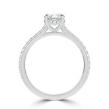 Cushion Lab Created Diamond 4-Prong Cathedral Solitaire with Accents Engagement Ring in White Gold with Hidden Halo (MVSLG1565-W)