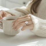 Marquise Lab Created Diamond 4-Prong Open Bridge Halo Engagement Ring in White Gold (MVSLG1567-W)