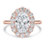 Oval Lab Created Diamond 4-Prong Open Bridge Halo Engagement Ring in Rose Gold (MVSLG1568-R)