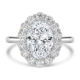Oval Lab Created Diamond 4-Prong Open Bridge Halo Engagement Ring in White Gold (MVSLG1568-W)