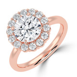 Round Lab Created Diamond 4-Prong Open Bridge Halo Engagement Ring in Rose Gold (MVSLG1570-R)
