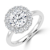 Round Lab Created Diamond 4-Prong Open Bridge Halo Engagement Ring in White Gold (MVSLG1570-W)