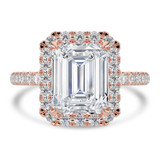 Emerald Lab Created Diamond 4-Prong Open Bridge Halo Engagement Ring in Rose Gold (MVSLG1571-R)