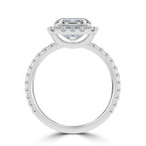 Emerald Lab Created Diamond 4-Prong Open Bridge Halo Engagement Ring in White Gold (MVSLG1571-W)