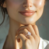 Pear Lab Created Diamond 3-Prong Open Bridge Halo Engagement Ring in Rose Gold (MVSLG1572-R)