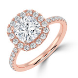 Cushion Lab Created Diamond 4-Prong Open Bridge Halo Engagement Ring in Rose Gold (MVSLG1573-R)