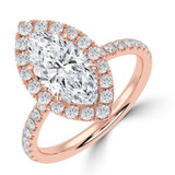Marquise Lab Created Diamond 4-Prong Open Bridge Halo Engagement Ring in Rose Gold (MVSLG1574-R)