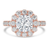 Cushion Lab Created Diamond 4-Prong Open Bridge Floral Halo Engagement Ring in Rose Gold (MVSLG1577-R)