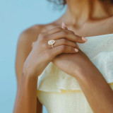 Pear Lab Created Diamond 3-Prong Open Bridge Halo Engagement Ring in Yellow Gold (MVSLG1580-Y)