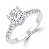 Cushion Lab Created Diamond 4-Prong Catheral Solitaire with Accents Engagement Ring in White Gold with Hidden Halo and Accents (MVSLG1581-W)
