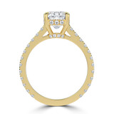 Cushion Lab Created Diamond 4-Prong Catheral Solitaire with Accents Engagement Ring in Yellow Gold with Hidden Halo and Accents (MVSLG1581-Y)