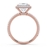 Princess Lab Created Diamond 4-Prong 3-Row Pave Rollover Halo Engagement Ring in Rose Gold with Hidden Accents (MVSLG1582-R)